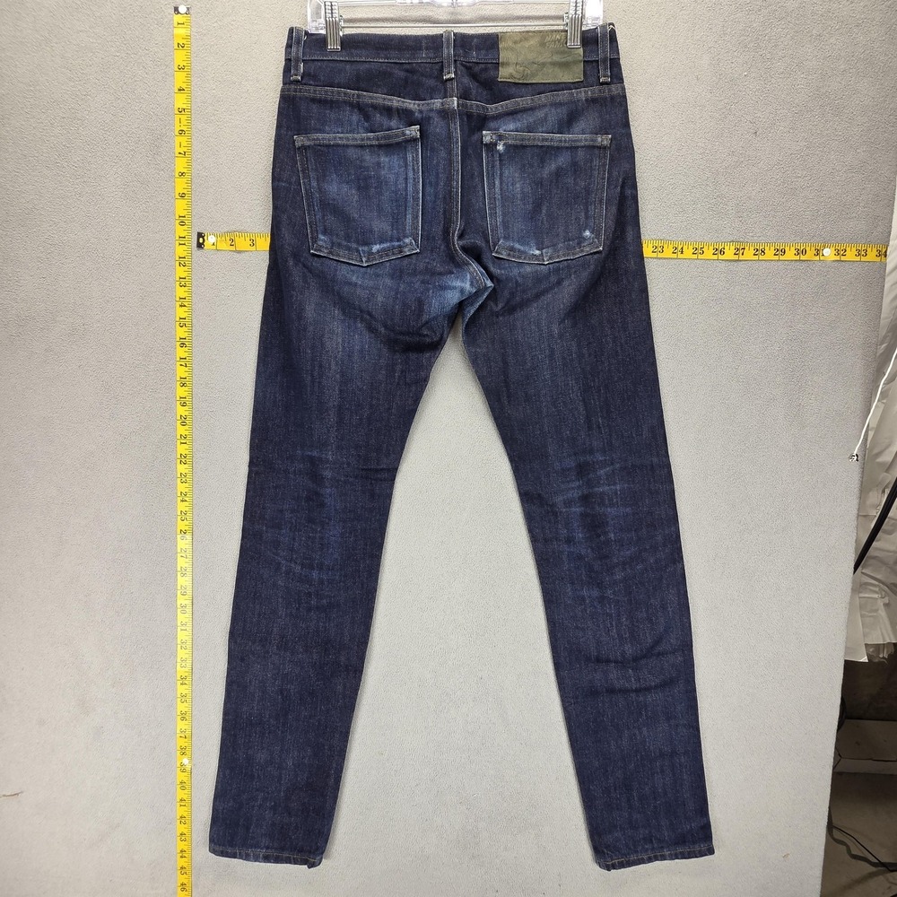 Naked & Famous Jeans Mens 31x34 Blue Green Tea Selvedge Super Guy Slim Tapered